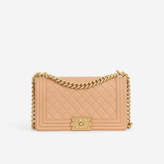 Chanel Medium Boy Bag - Caramel Lambskin | Aged Gold Hardware - Bagista