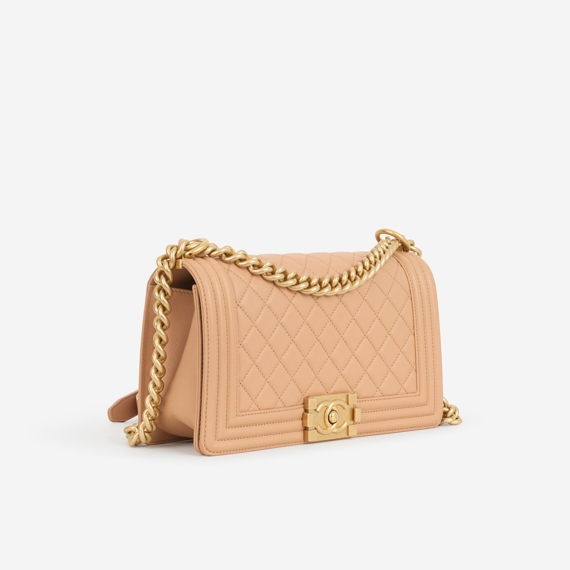 Chanel Medium Boy Bag - Caramel Lambskin | Aged Gold Hardware - Bagista