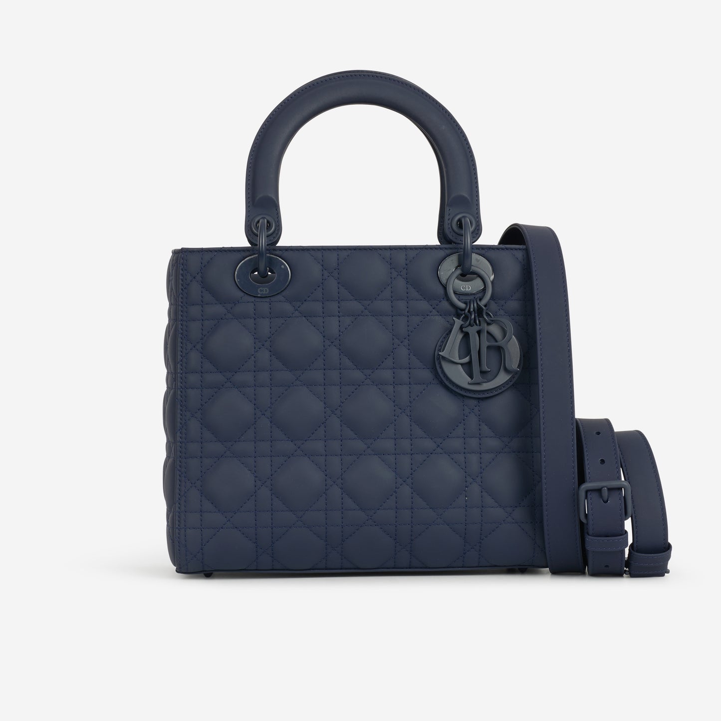 Christian Dior Medium Lady Dior - Navy Ultramatte Calfskin | Tonal Hardware