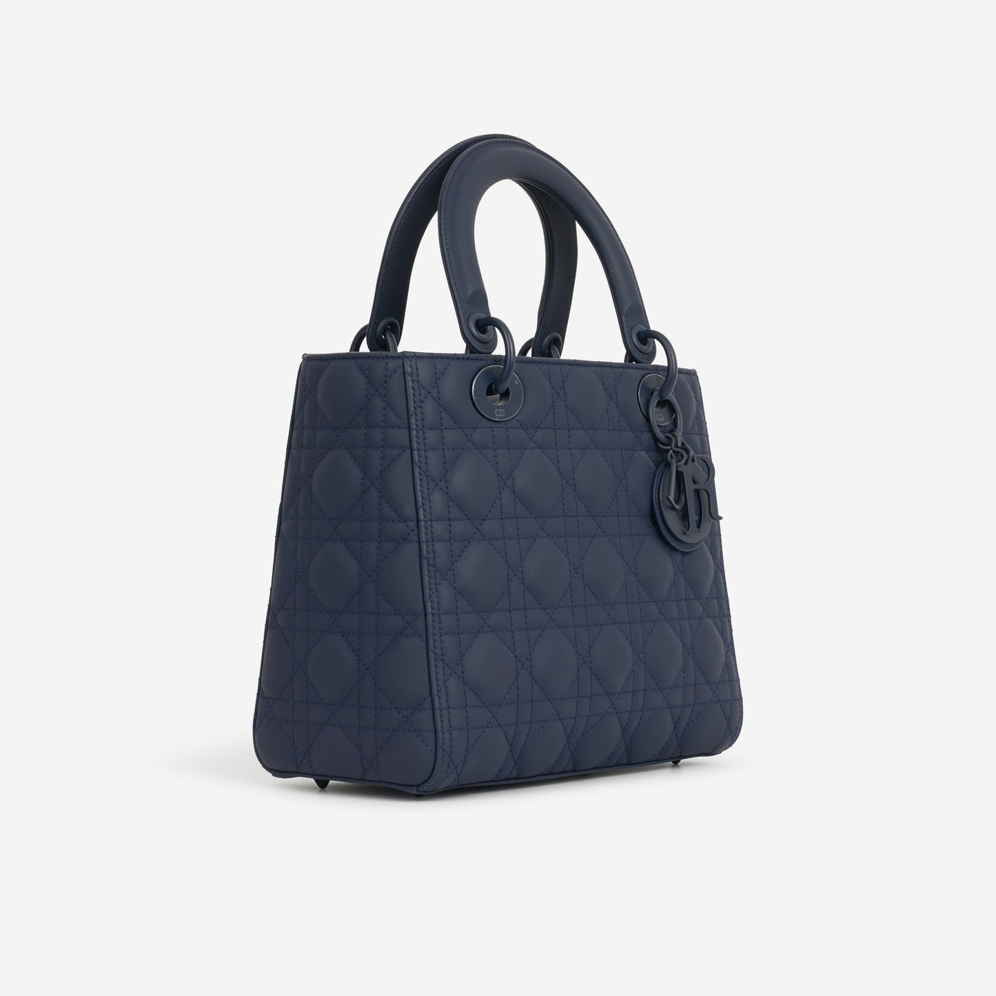 Christian Dior Medium Lady Dior - Navy Ultramatte Calfskin | Tonal Hardware
