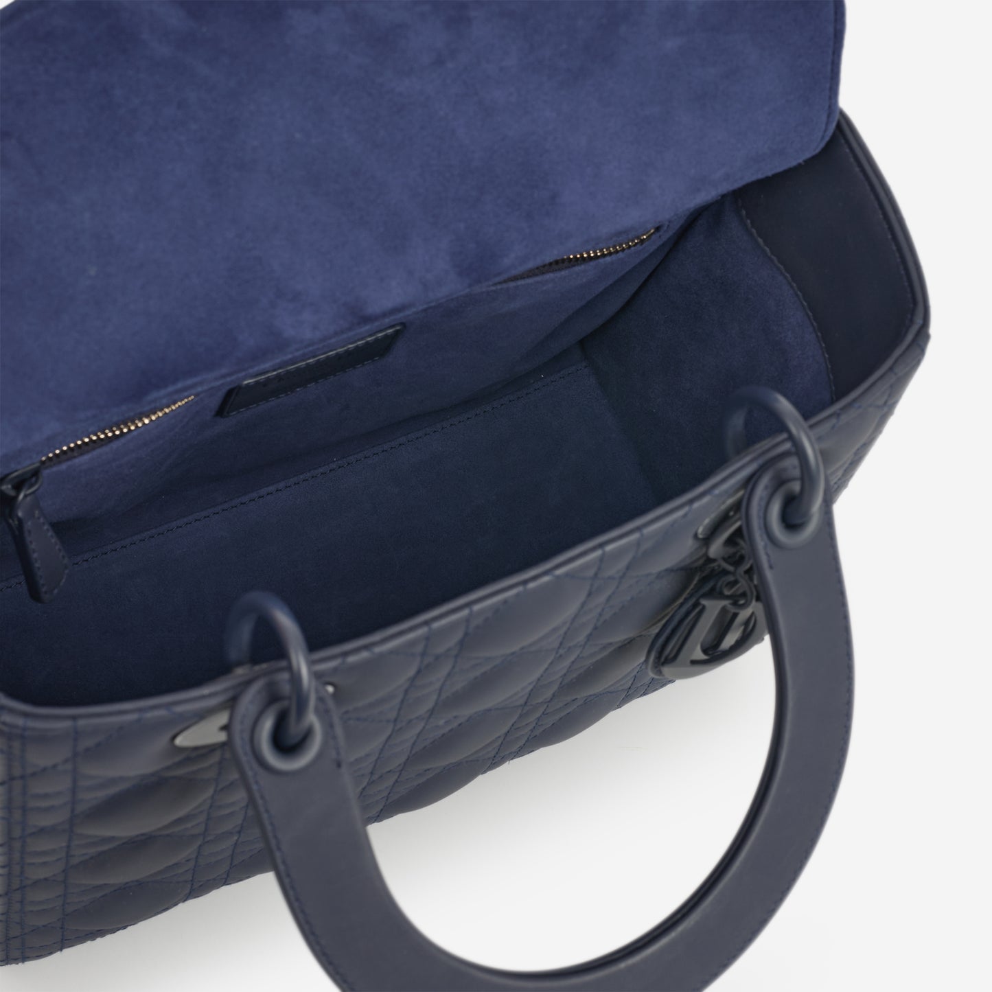 Christian Dior Medium Lady Dior - Navy Ultramatte Calfskin | Tonal Hardware