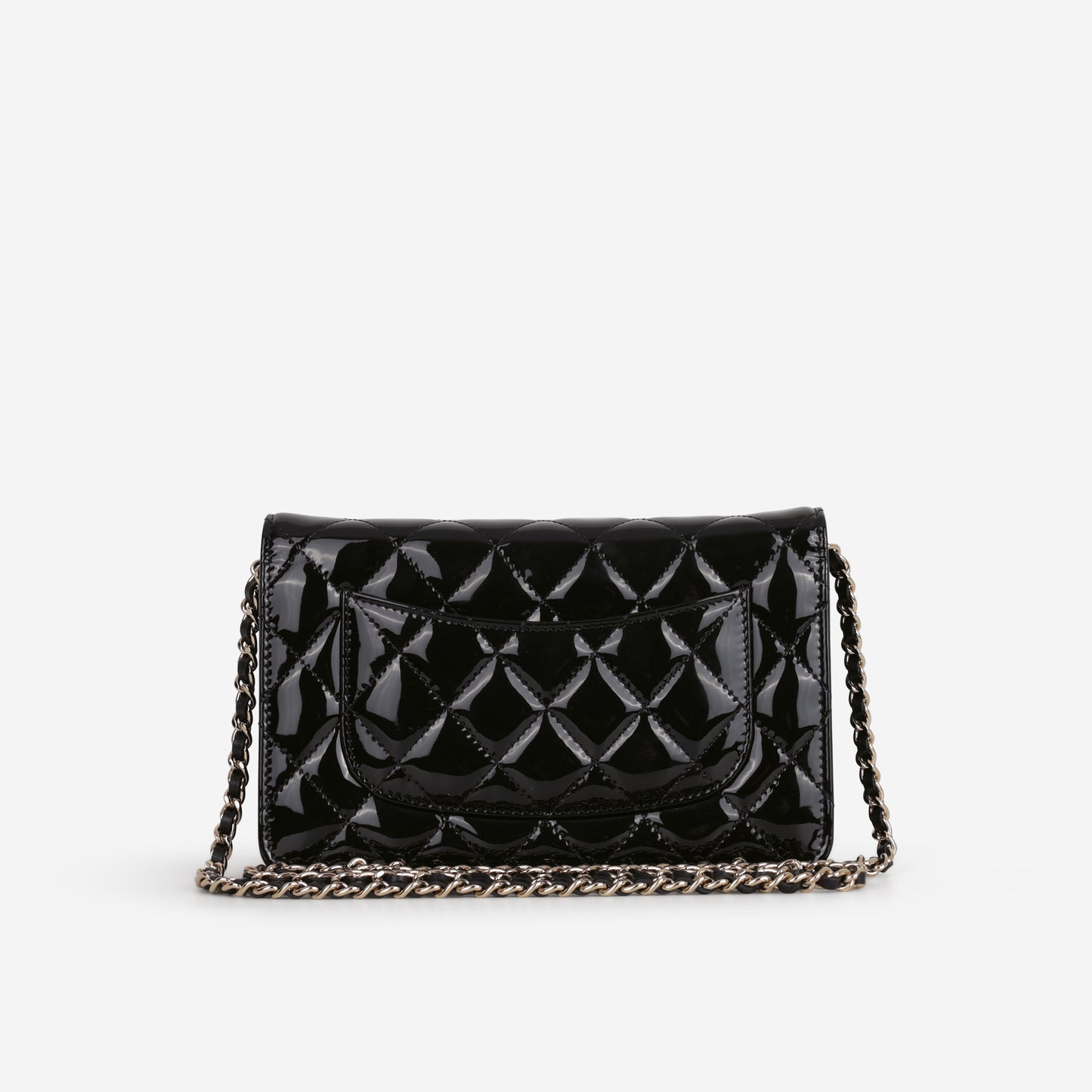 Chanel Classic Wallet on Chain - Black Patent | Champagne Gold Hardware