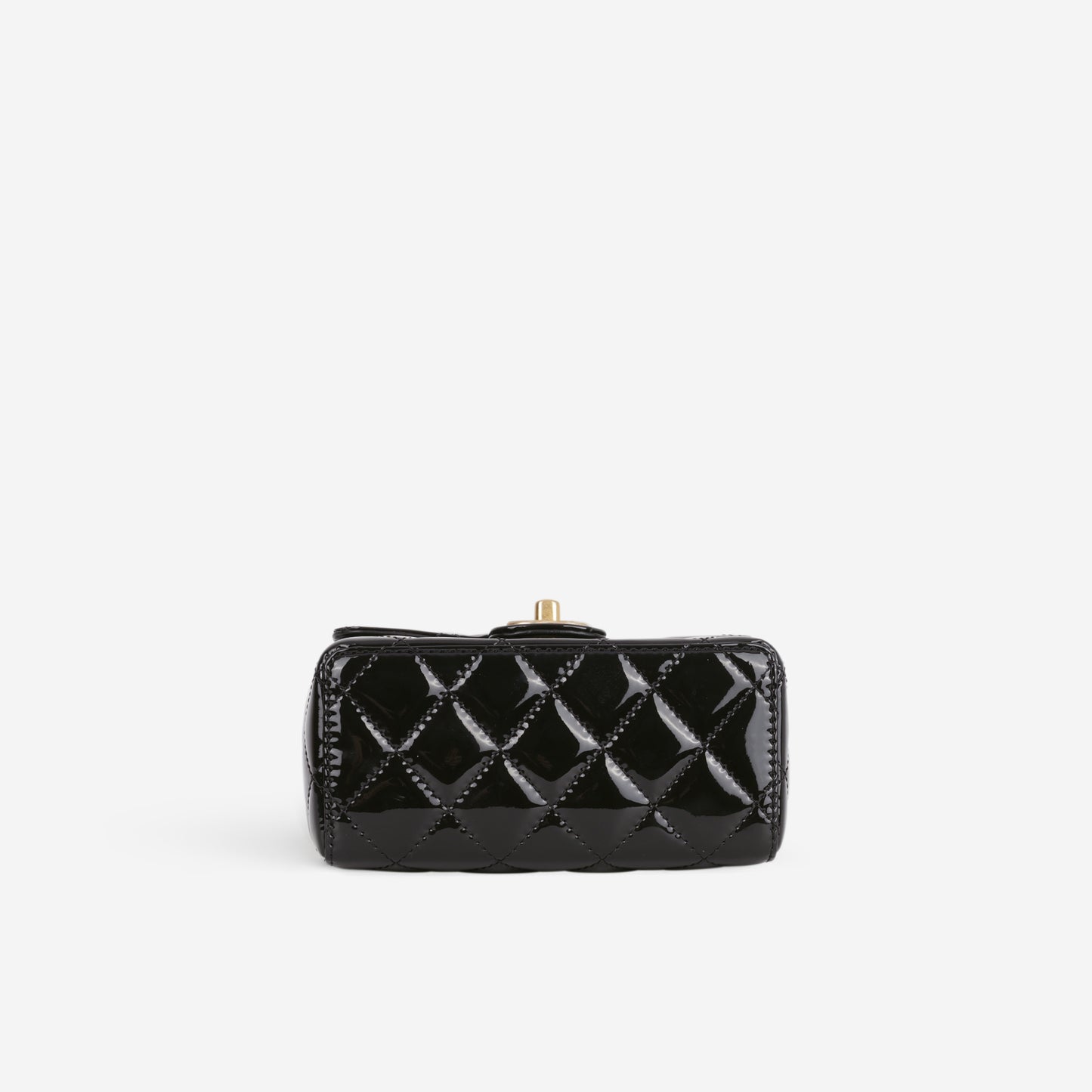 Chanel Seasonal Mini Square  - Black Patent | Aged Gold Hardware