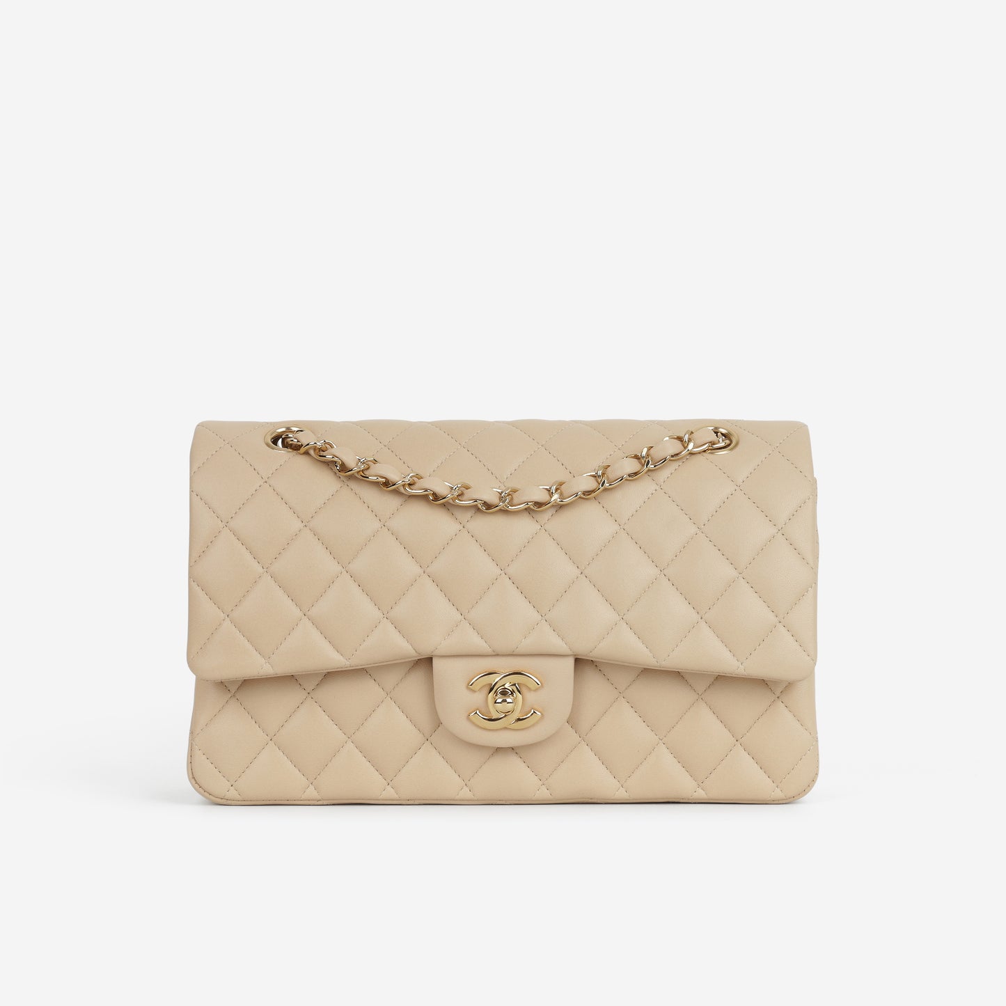 Chanel Medium Classic Flap - Beige Lambskin | Gold Hardware