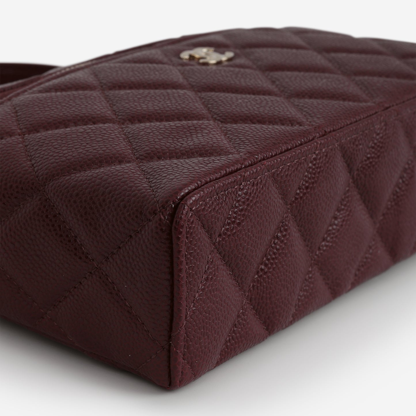 Chanel Top Handle Vanity With Chain - Burgundy Caviar | Champagne Gold Hardware