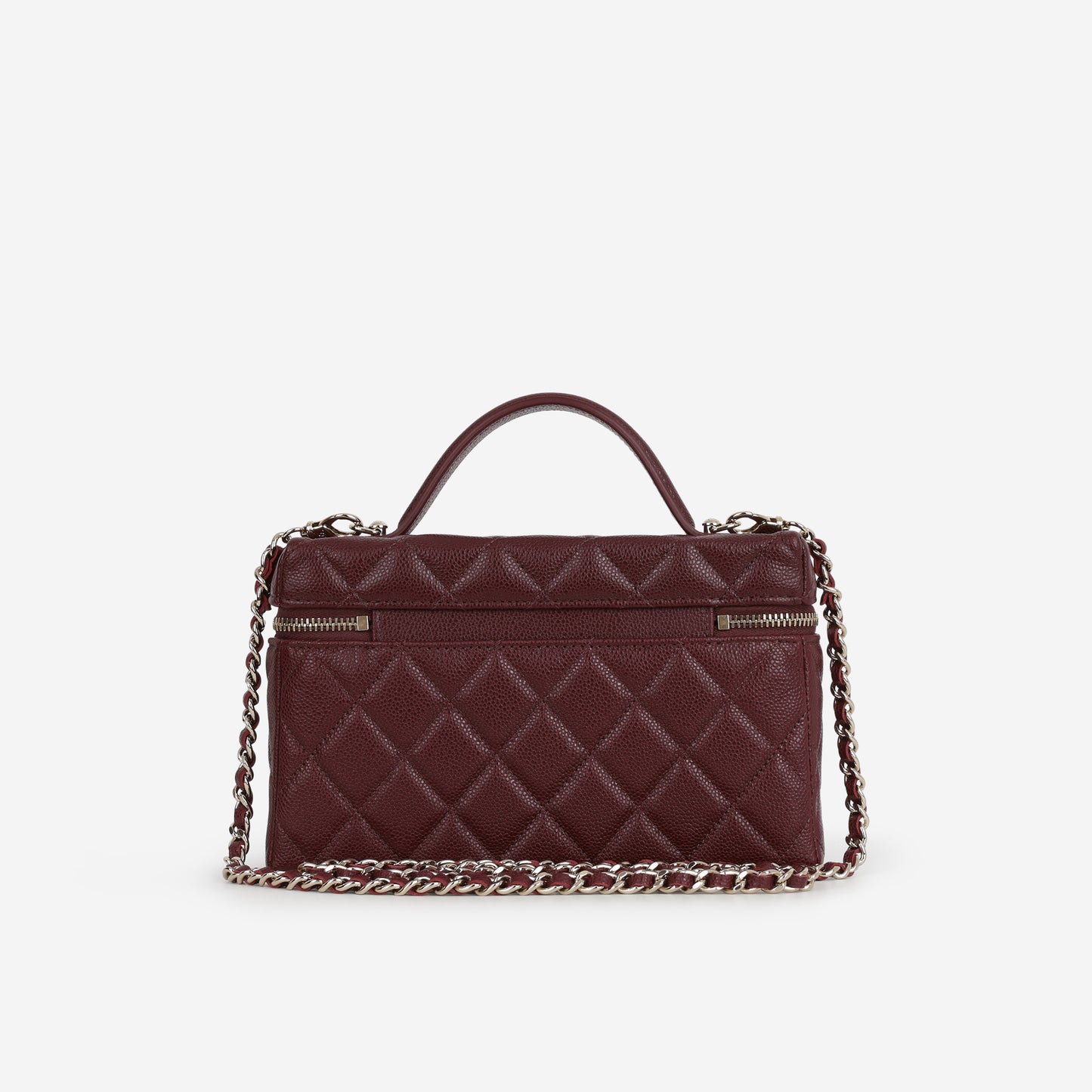 Chanel Top Handle Vanity With Chain - Burgundy Caviar | Champagne Gold Hardware