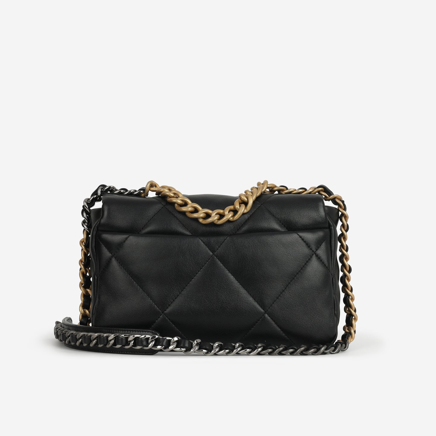 Chanel Small 19 Flap Bag - Black Lambskin | Gold & Silver Hardware