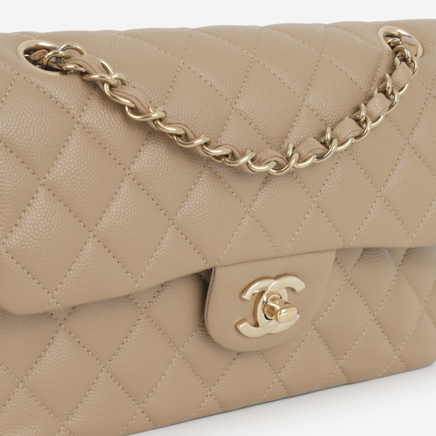 Chanel Small Classic Flap - Beige Caviar | Champagne Gold Hardware