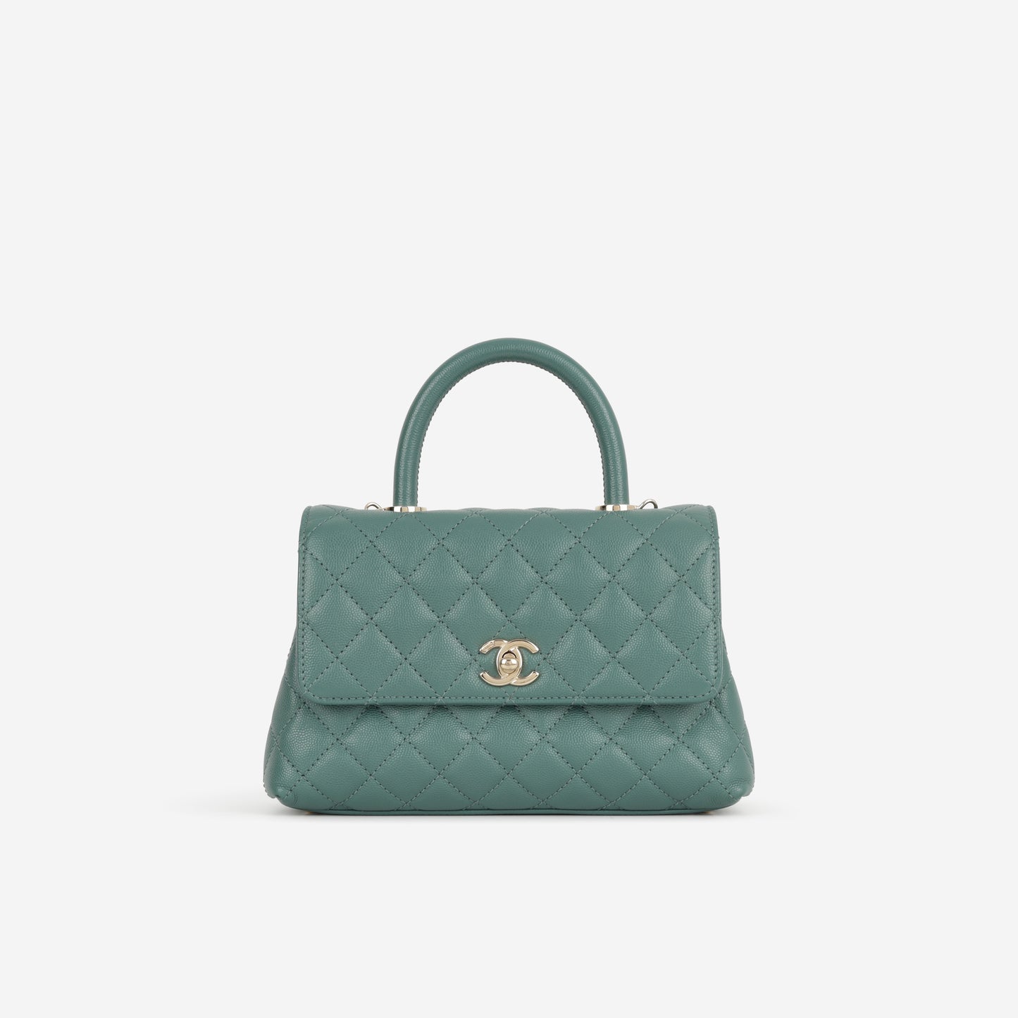 Chanel Small Coco Handle - Dark Teal Caviar | Champagne Gold Hardware