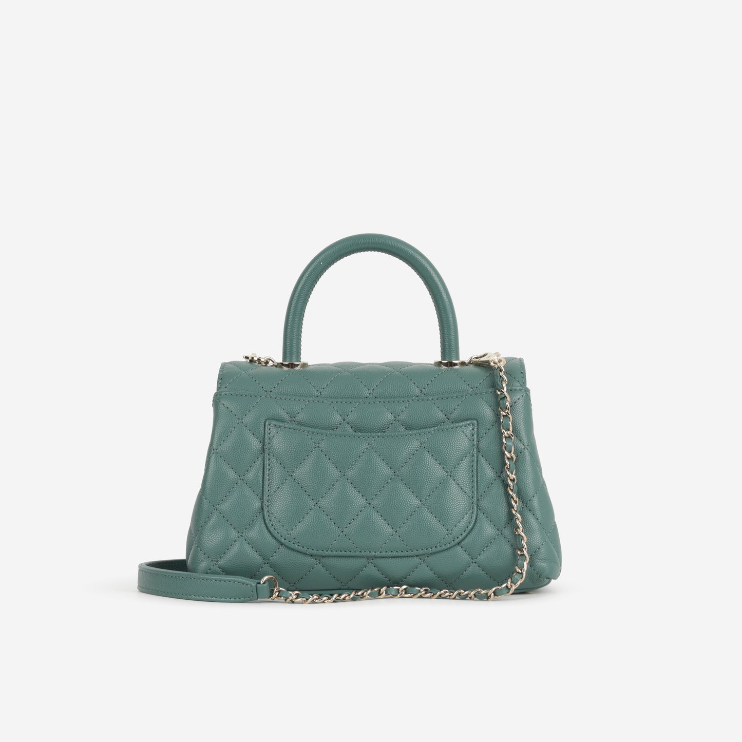 Chanel Small Coco Handle - Dark Teal Caviar | Champagne Gold Hardware