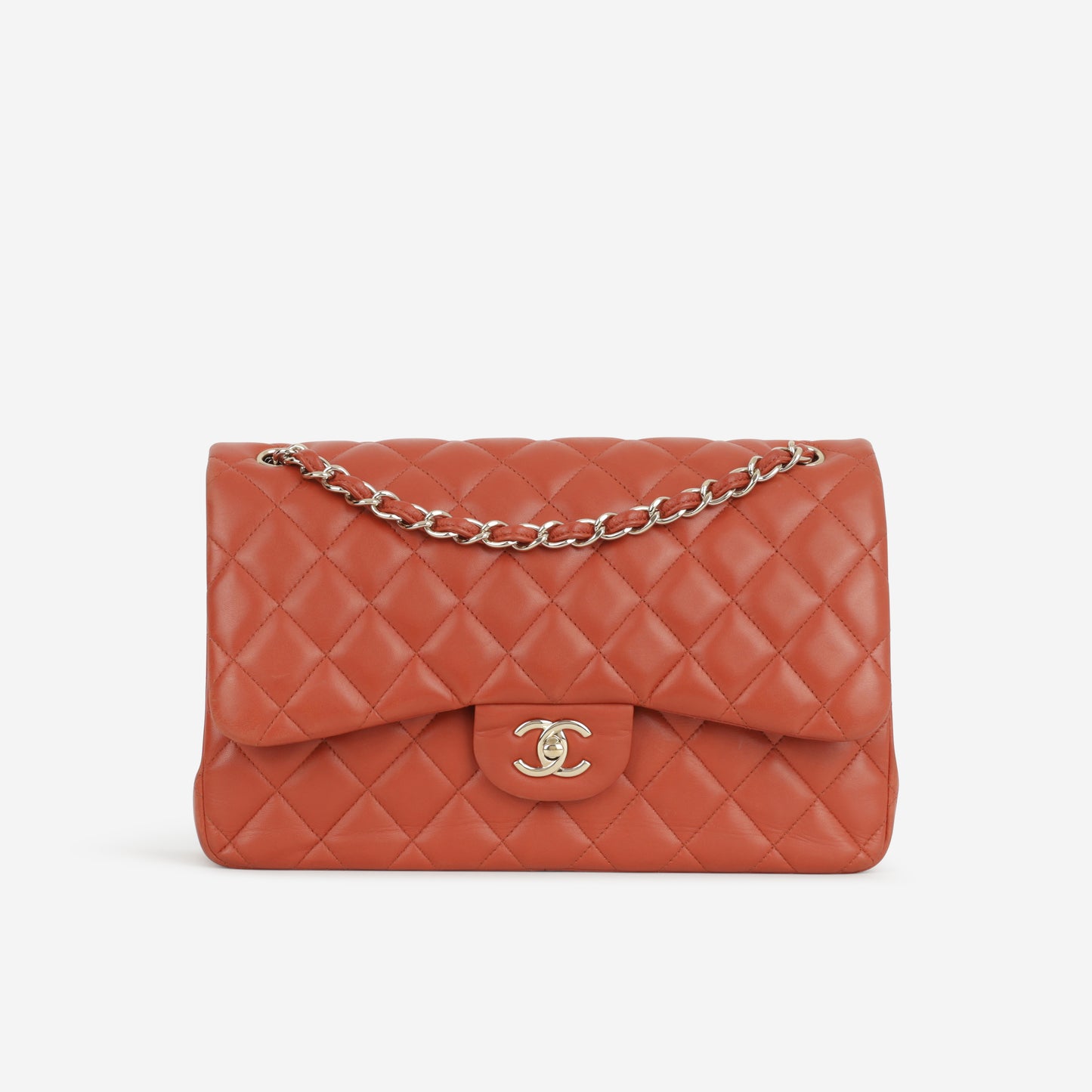 Chanel Jumbo Classic Flap - Brick Red Lambskin | Champagne Gold Hardware