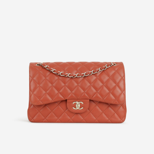 Chanel Jumbo Classic Flap - Brick Red Lambskin | Champagne Gold Hardware
