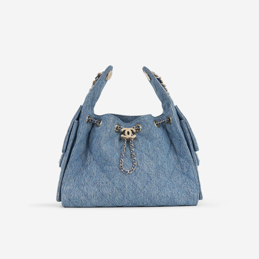 Chanel Small 25 Hobo - Denim Polished | Champagne Gold Hardware
