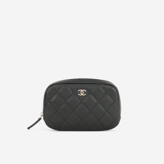 Chanel Small Curvy Cosmetic Pouch - Black Caviar | Gold Hardware