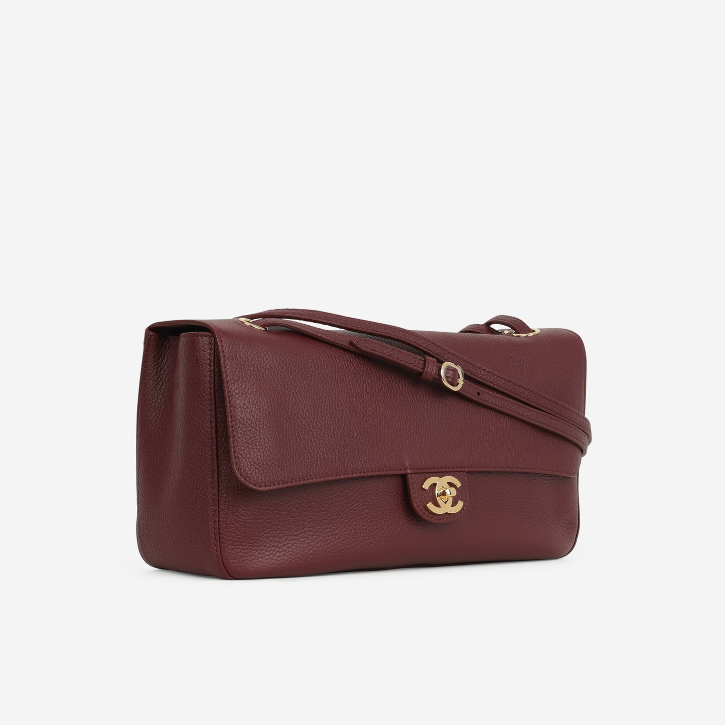 Chanel SS26 Maxi Flap Bag - Burgundy Grained Calfskin | Gold Hardware