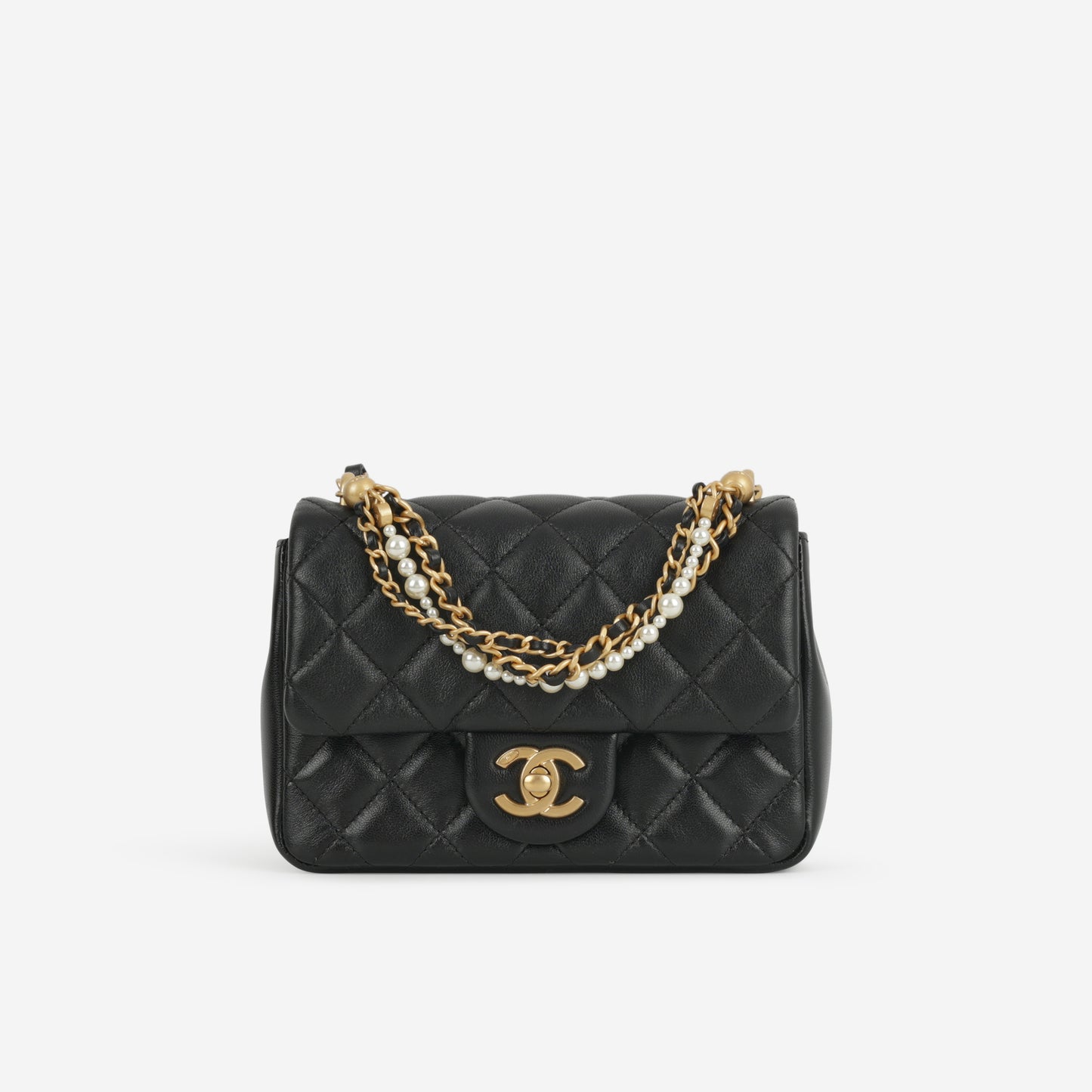 Chanel 24P Mini Pearl Twist Flap - Black Lambskin | Gold Hardware