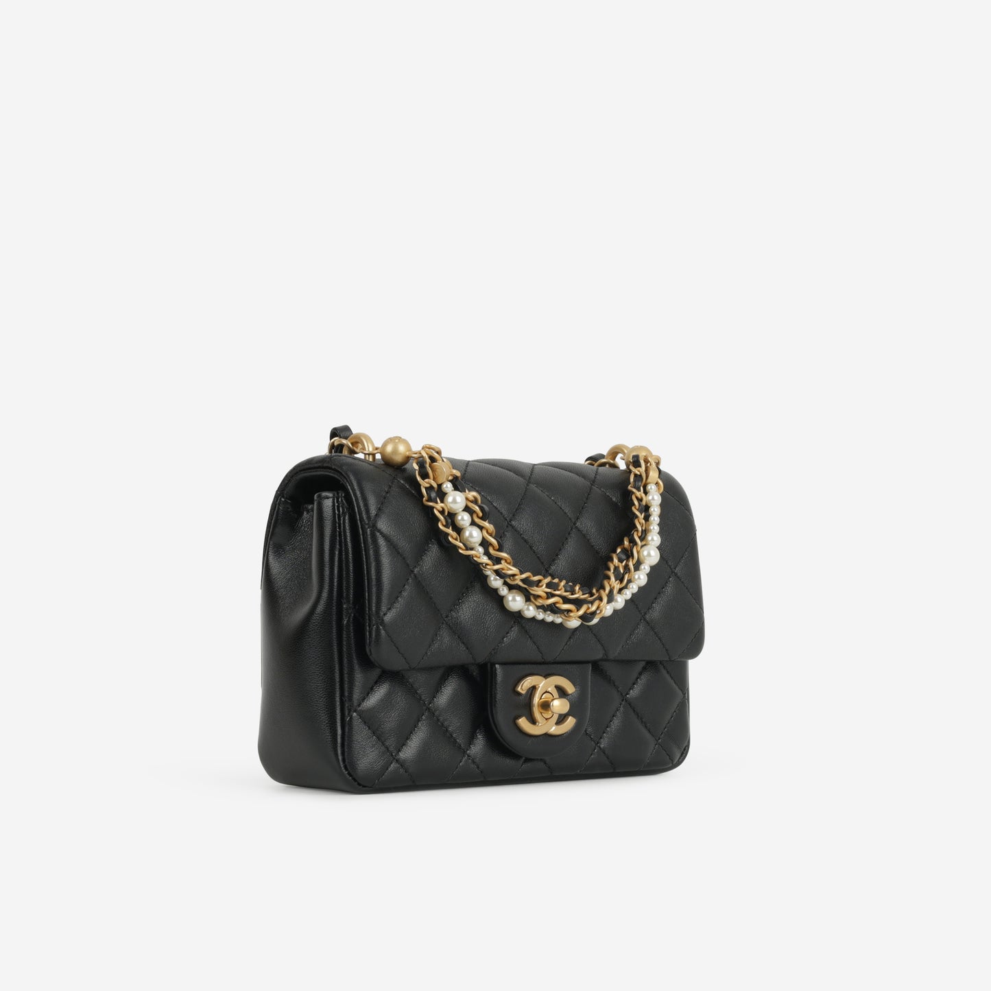 Chanel 24P Mini Pearl Twist Flap - Black Lambskin | Gold Hardware