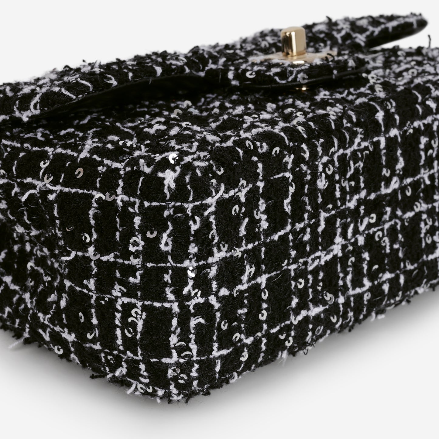 Chanel Mini Top Handle Flap - Black / White Tweed | Gold Hardware