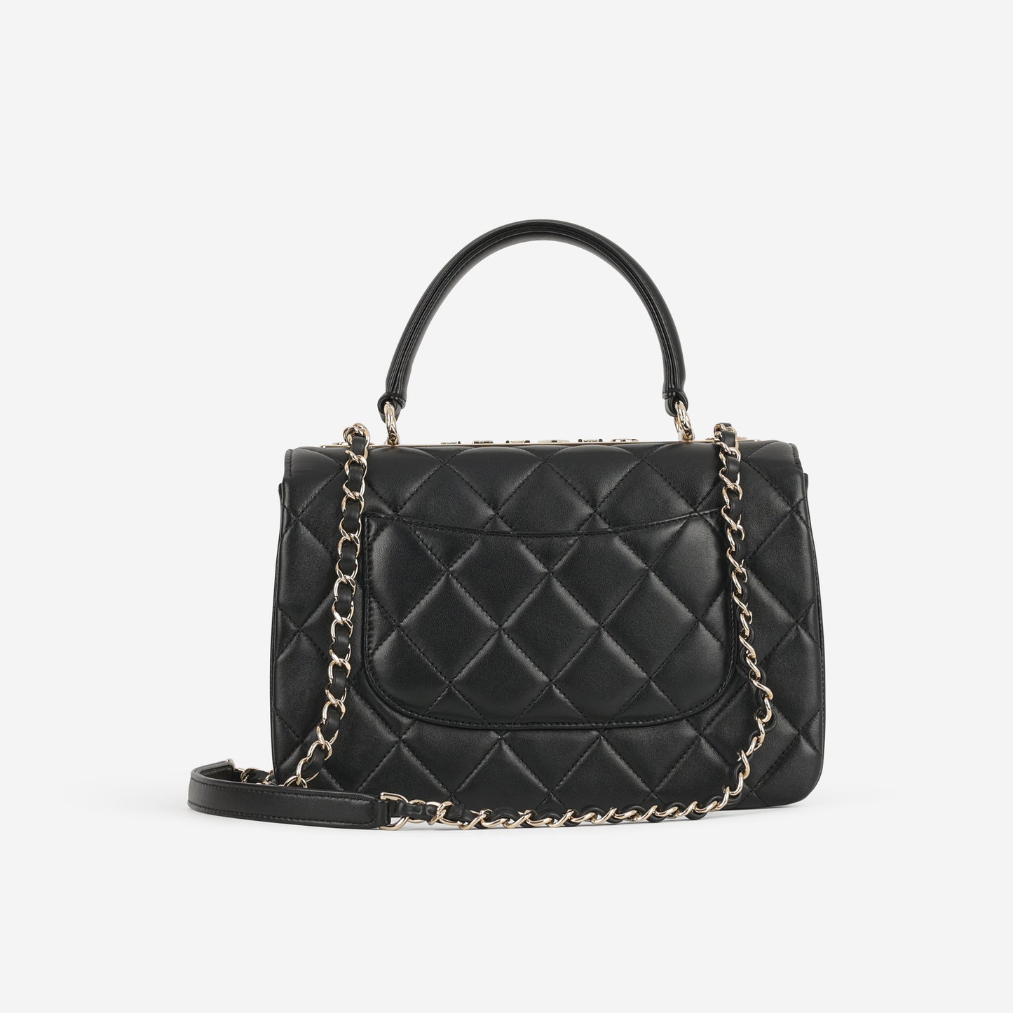 Chanel Small Trendy CC Flap Bag - Black Lambskin with Strass CC | Champagne Gold Hardware