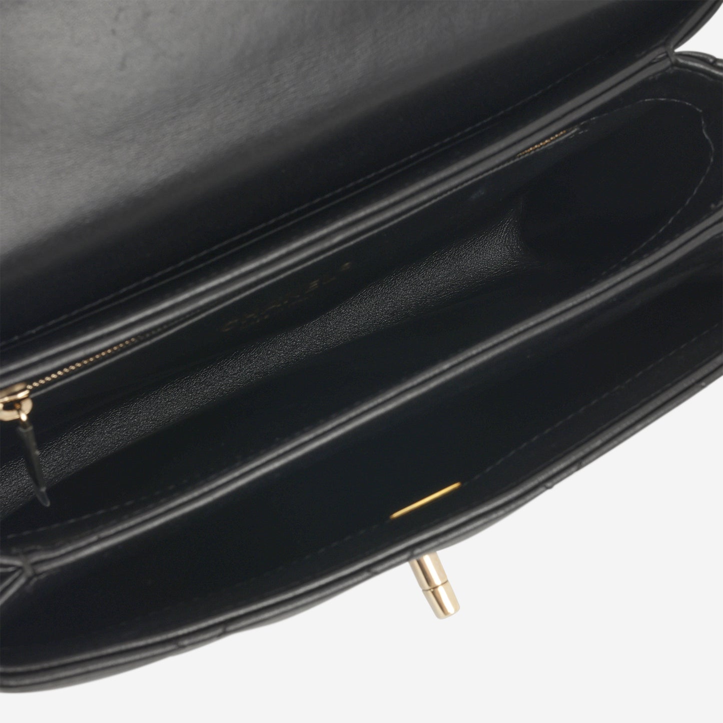 Chanel Small Trendy CC Flap Bag - Black Lambskin with Strass CC | Champagne Gold Hardware