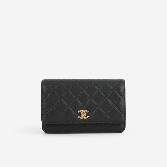 Chanel Coco Mark Coin Wallet on Chain - Black Caviar | Gold Hardware