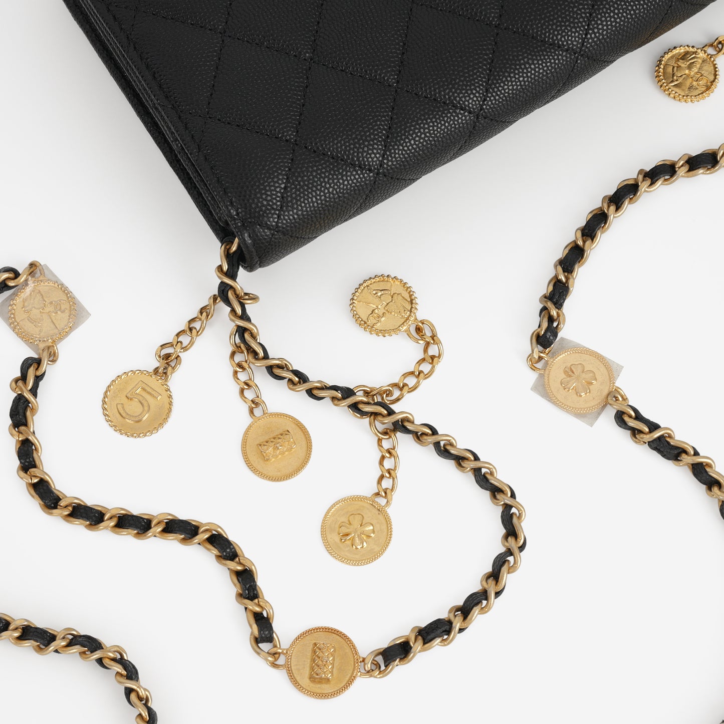 Chanel Coco Mark Coin Wallet on Chain - Black Caviar | Gold Hardware