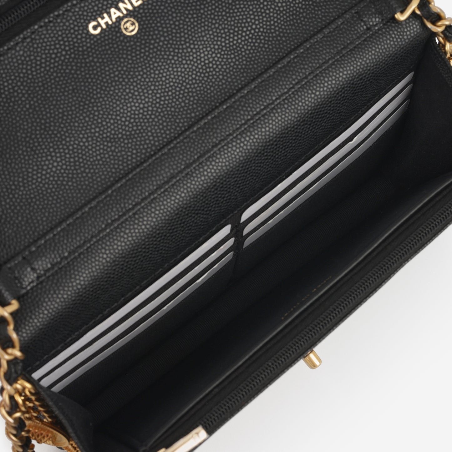 Chanel Coco Mark Coin Wallet on Chain - Black Caviar | Gold Hardware
