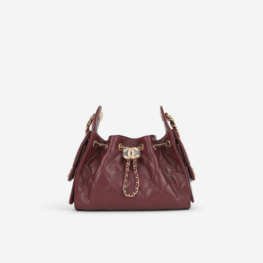 Chanel Mini 25 Hobo - Burgundy Calfskin | Gold Hardware