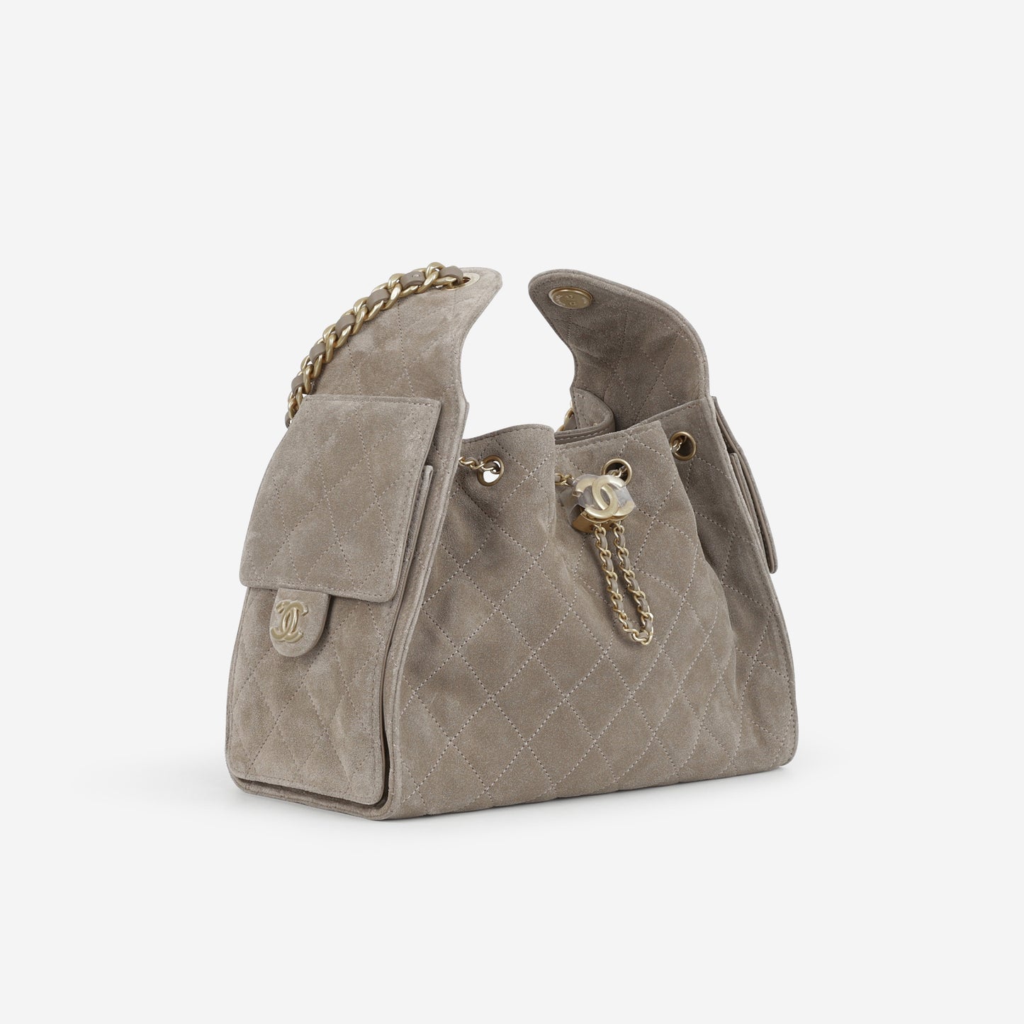 Chanel Mini 25 Hobo - Grey Suede | Gold Hardware