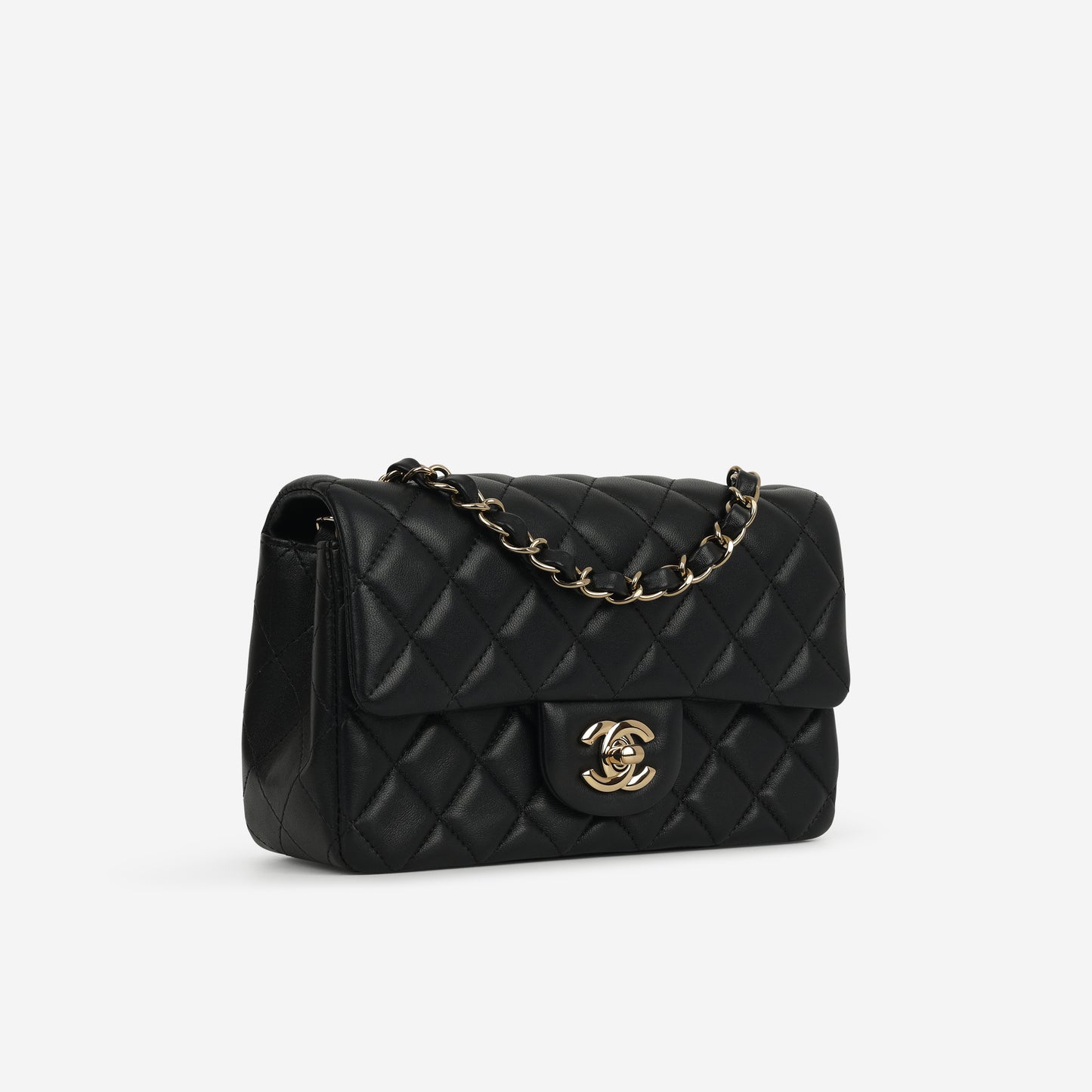 Chanel Mini Rectangular - Black Lambskin | Champagne Gold Hardware