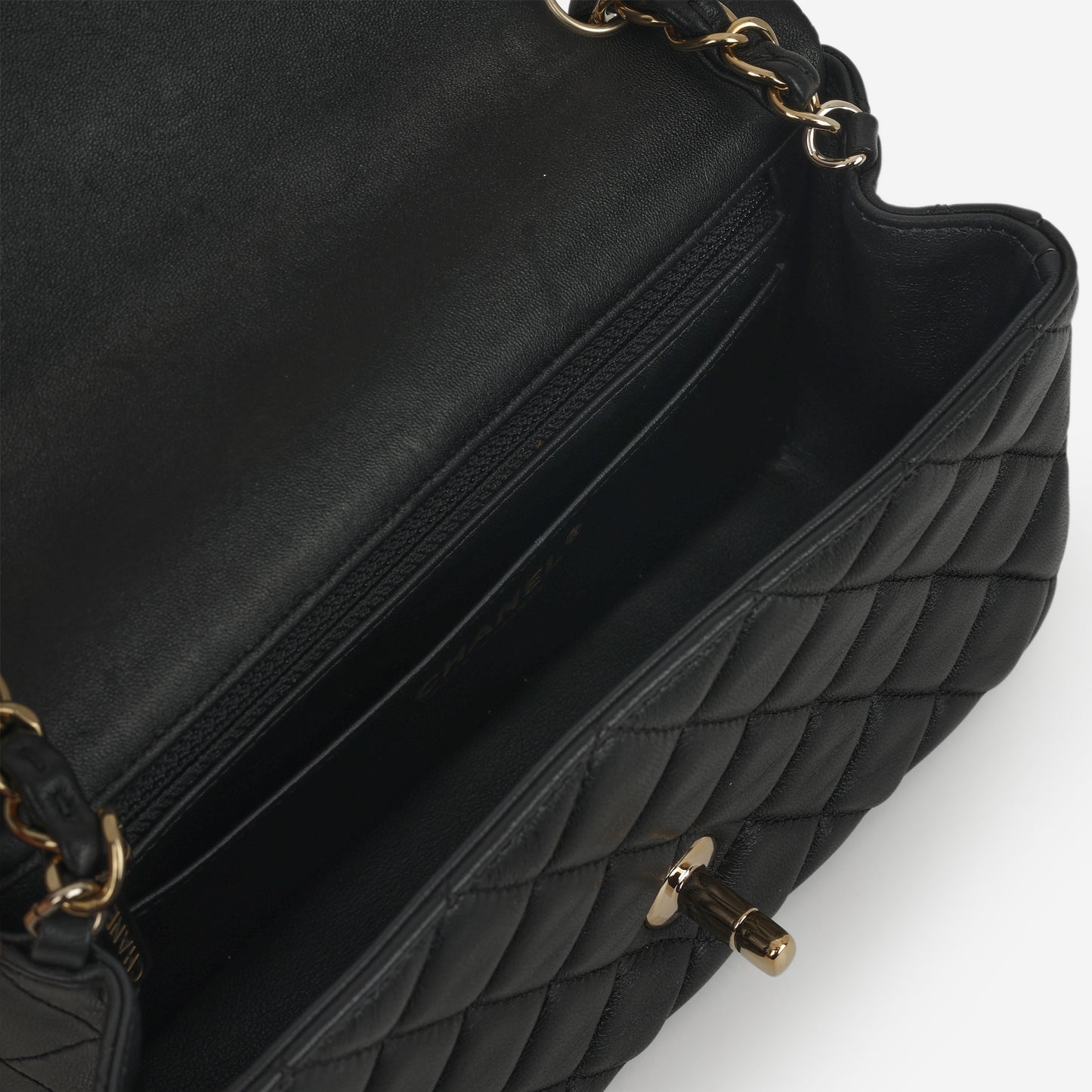 Chanel Mini Rectangular - Black Lambskin | Champagne Gold Hardware