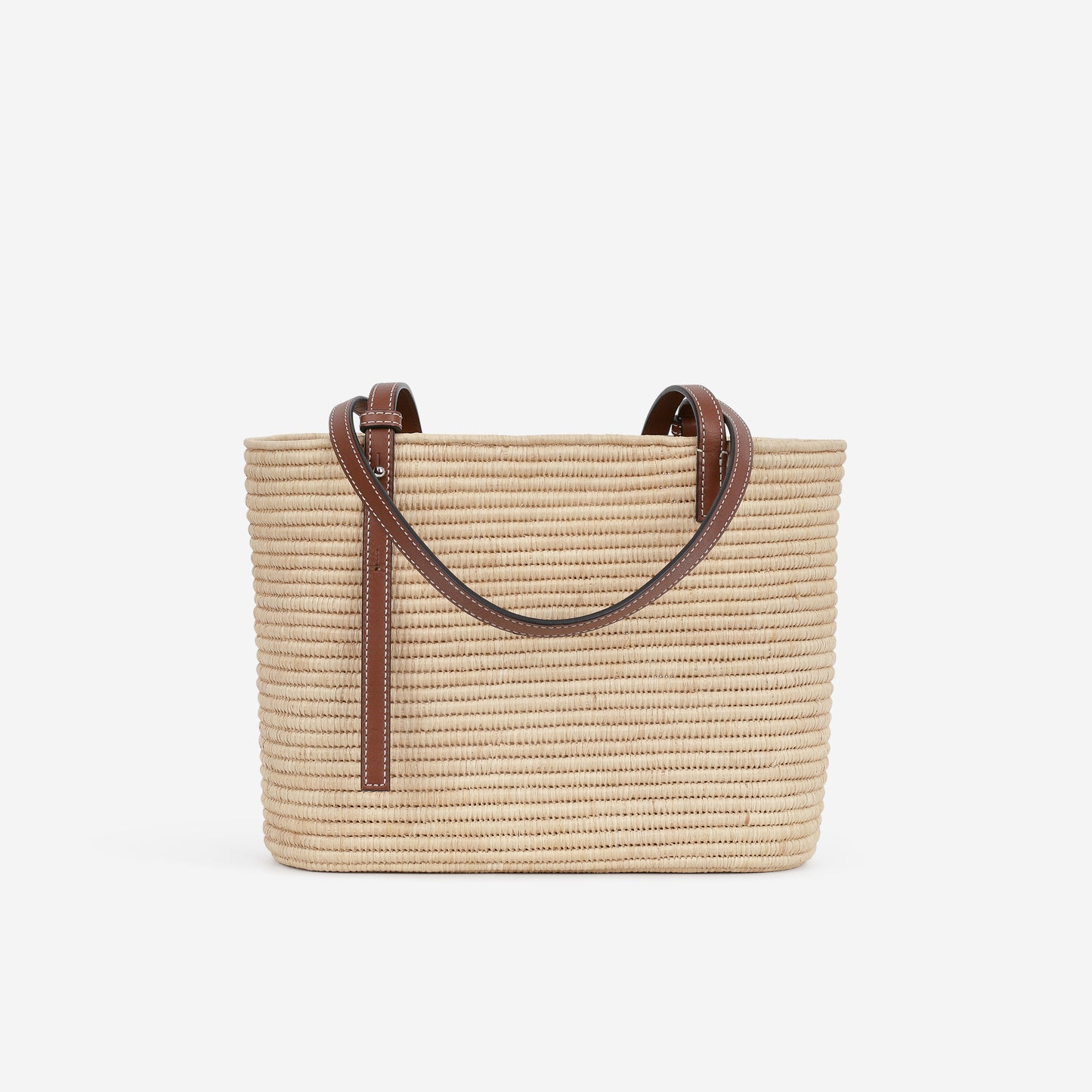 Loewe Small Woven Tote - Beige Raffle/Brown Calfskin | Silver Hardware