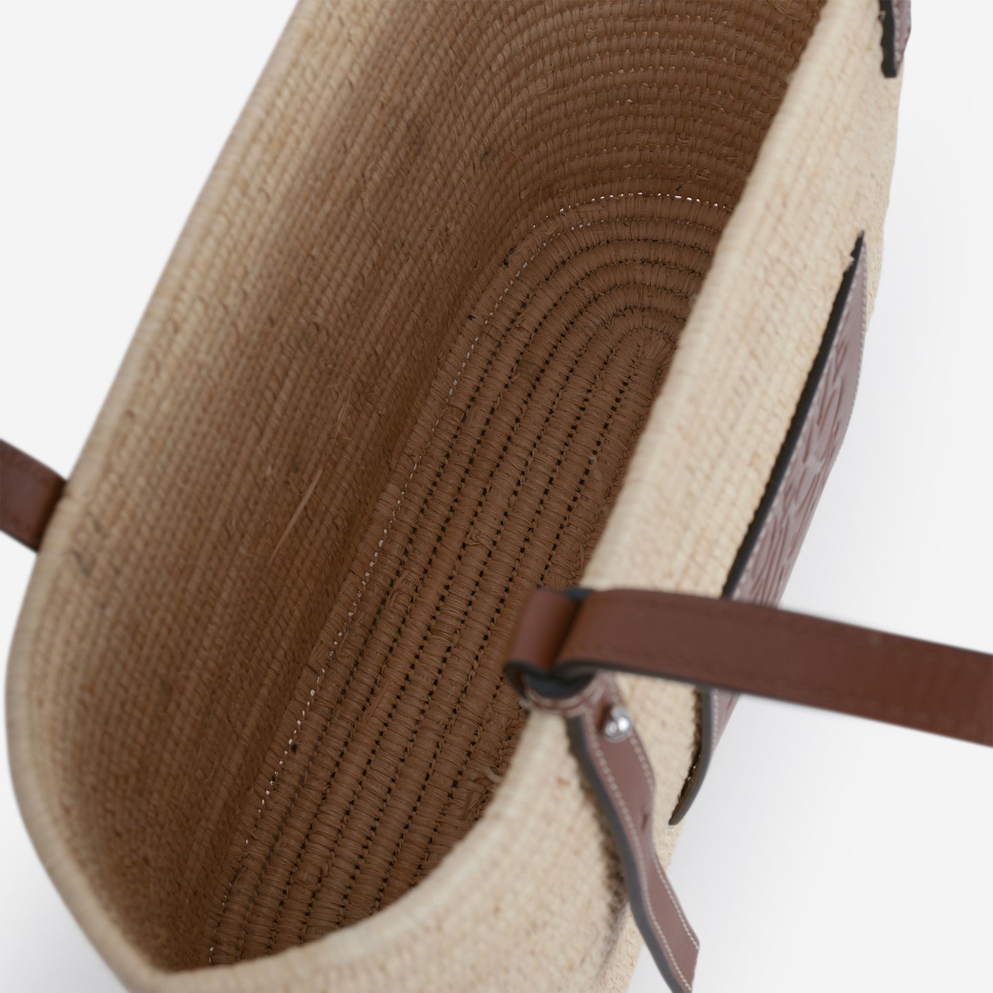 Loewe Small Woven Tote - Beige Raffle/Brown Calfskin | Silver Hardware