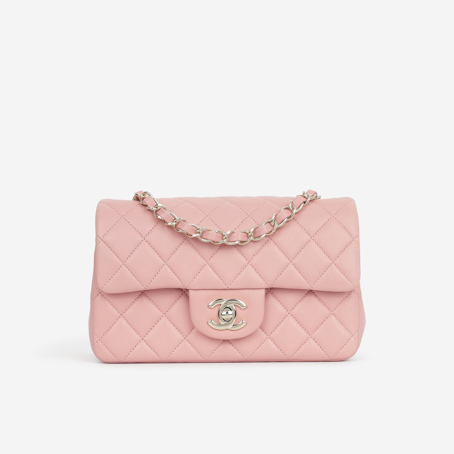 Chanel Mini Flap Rectangular - Pink Lambskin | Champagne Gold Hardware