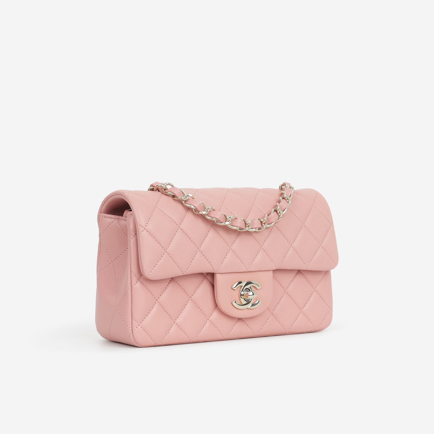 Chanel Mini Flap Rectangular - Pink Lambskin | Champagne Gold Hardware