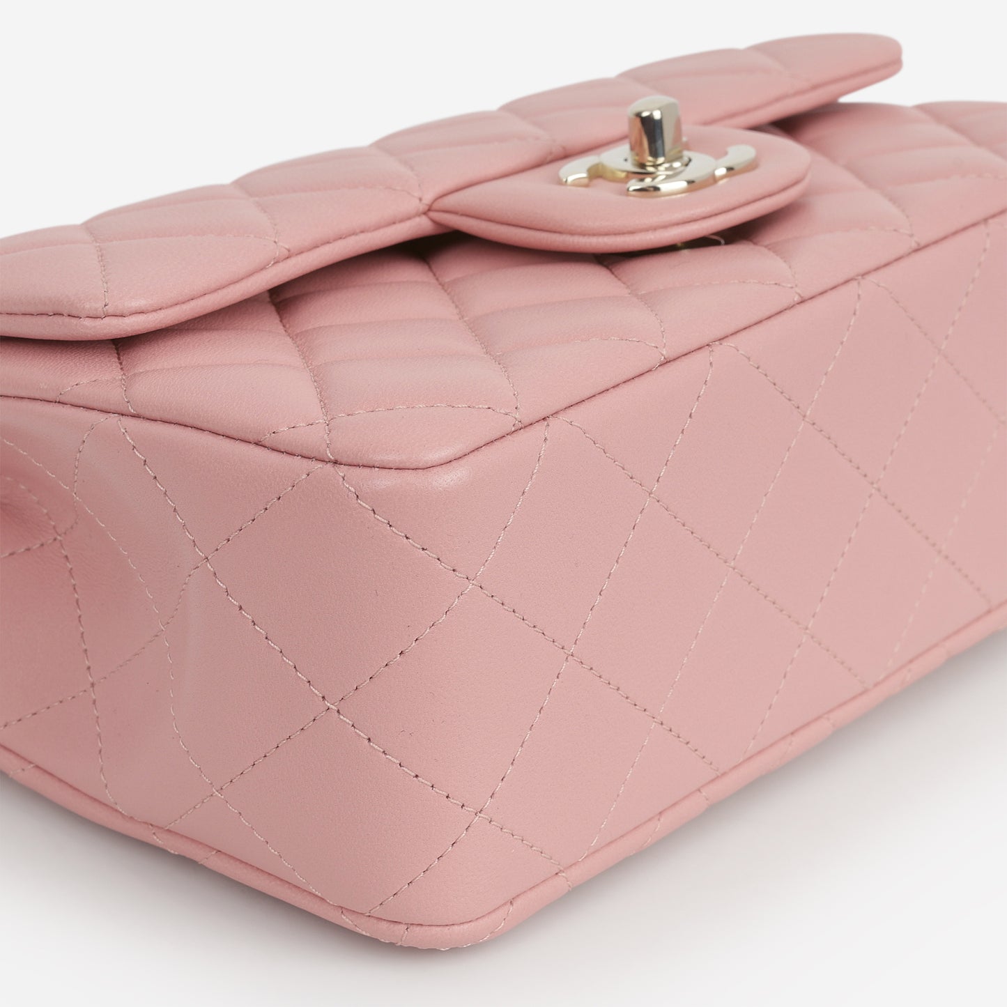 Chanel Mini Flap Rectangular - Pink Lambskin | Champagne Gold Hardware