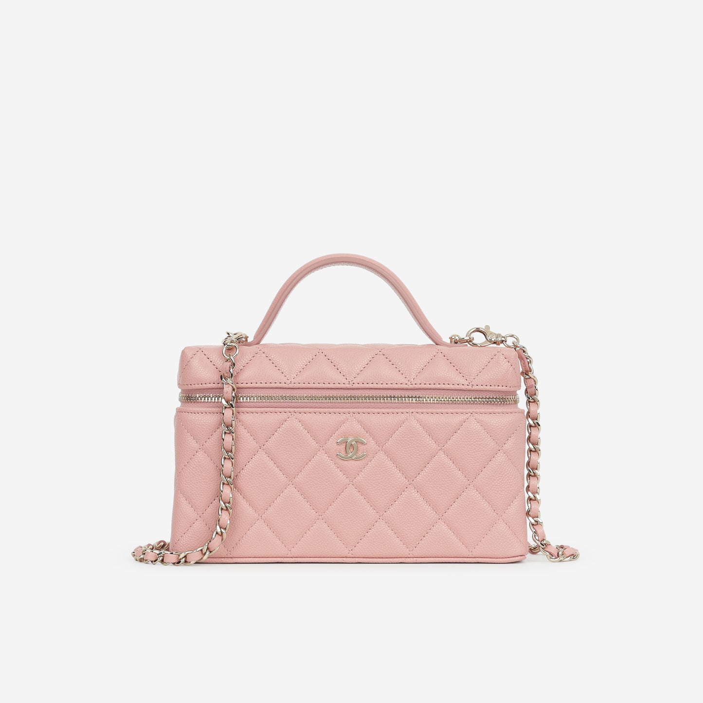 Chanel Top Handle Vanity With Chain - Pink Caviar | Champagne Gold Hardware