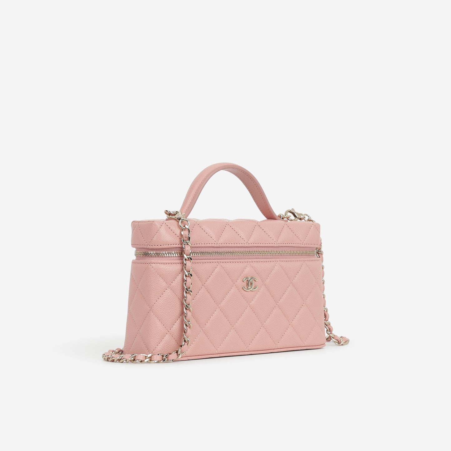 Chanel Top Handle Vanity With Chain - Pink Caviar | Champagne Gold Hardware