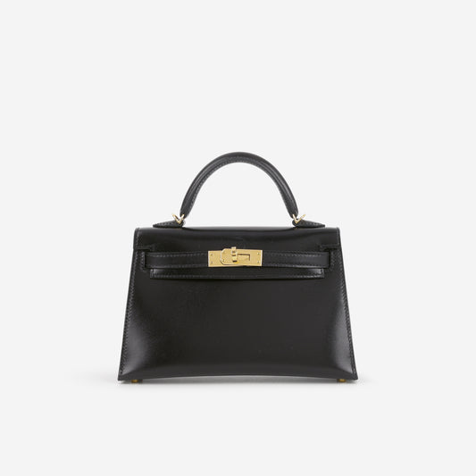 Hermès Mini Kelly 20cm - Black Box Calf | Gold Hardware
