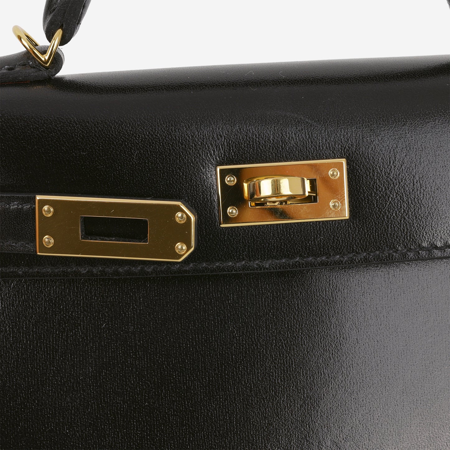 Hermès Mini Kelly 20cm - Black Box Calf | Gold Hardware
