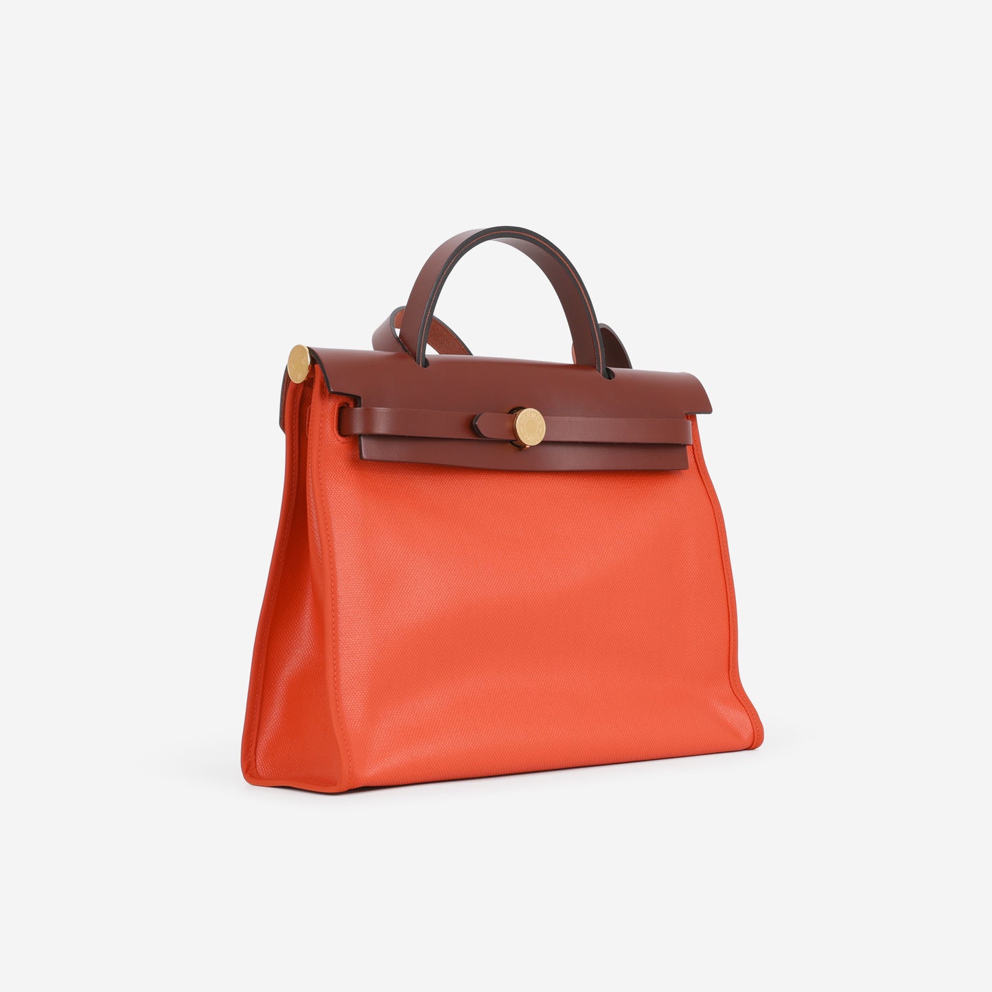 Hermès Herbag 31 - Orange Mecano Berline Toile / Rouge H Hunter | Gold Hardware