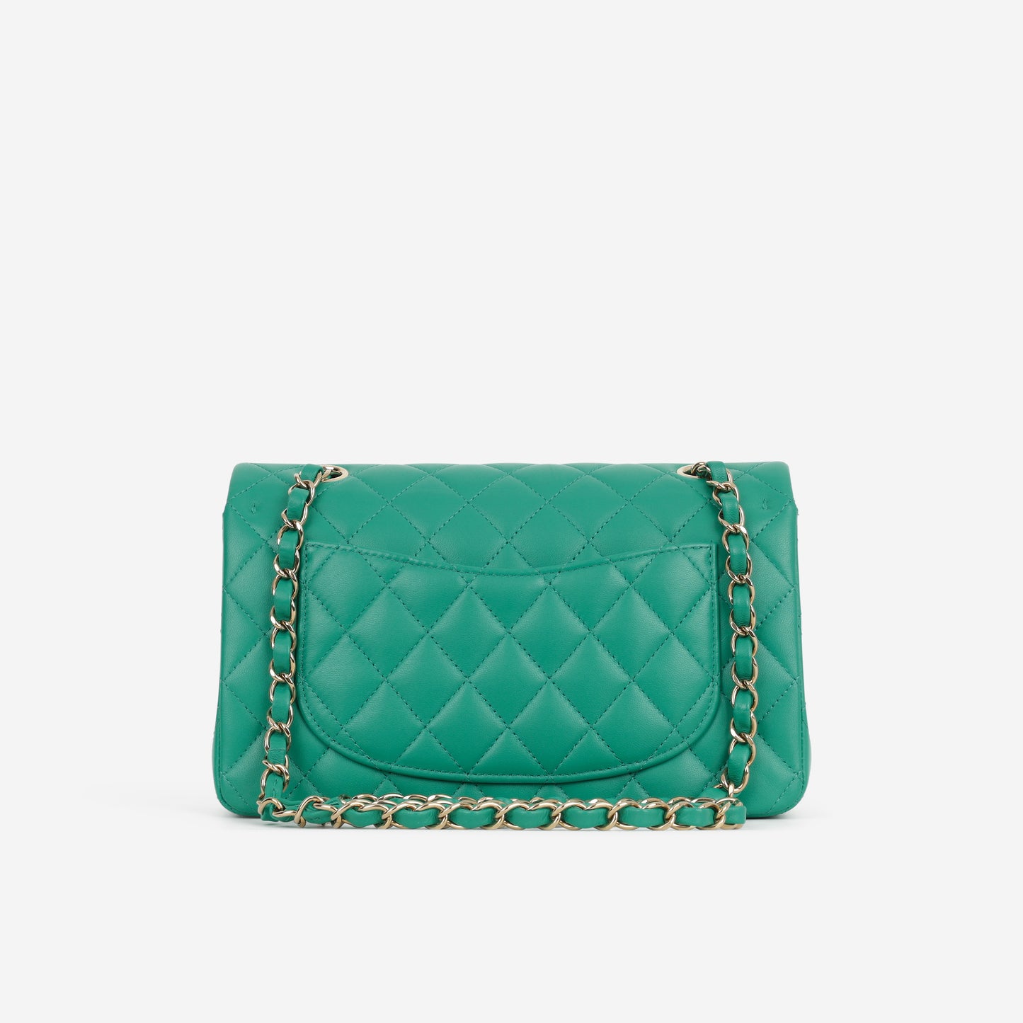 Chanel Small Classic Flap - Green Lambskin | Champagne Gold Hardware