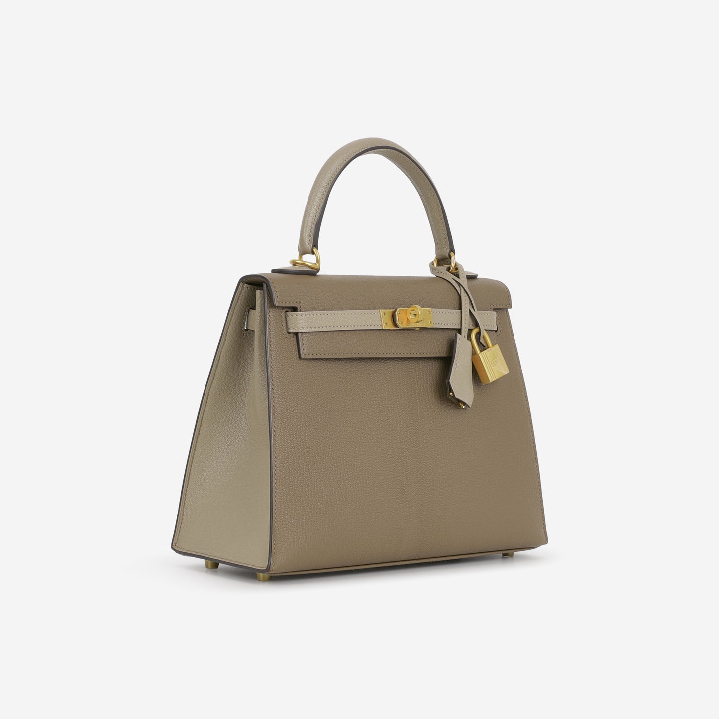 Hermès HSS Kelly 25 - Etoupe / Gris Tourterelle Chevre | Brushed Gold Hardware