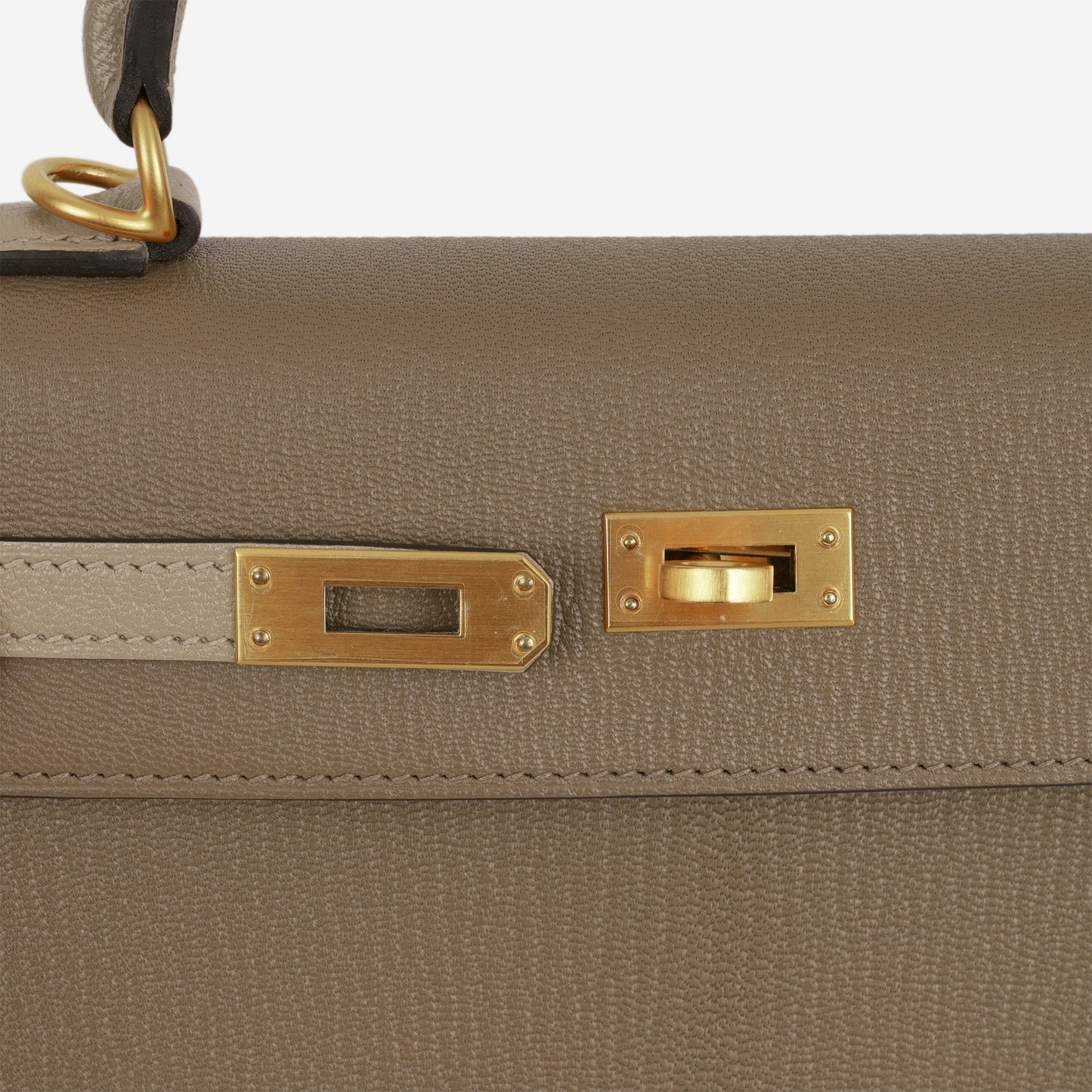 Hermès HSS Kelly 25 - Etoupe / Gris Tourterelle Chevre | Brushed Gold Hardware