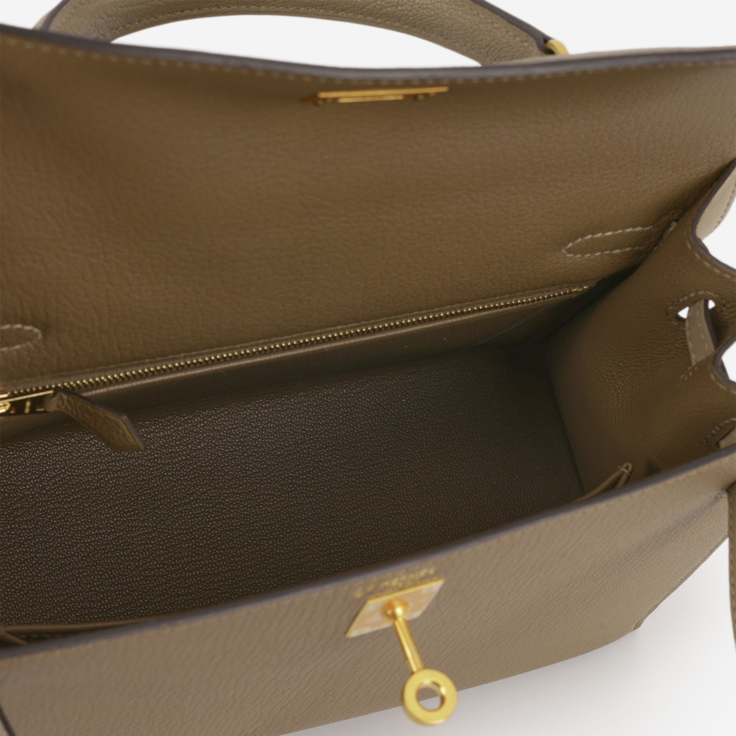Hermès HSS Kelly 25 - Etoupe / Gris Tourterelle Chevre | Brushed Gold Hardware
