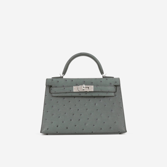 Hermès Mini Kelly - Vert Amande Ostrich | Palladium Hardware