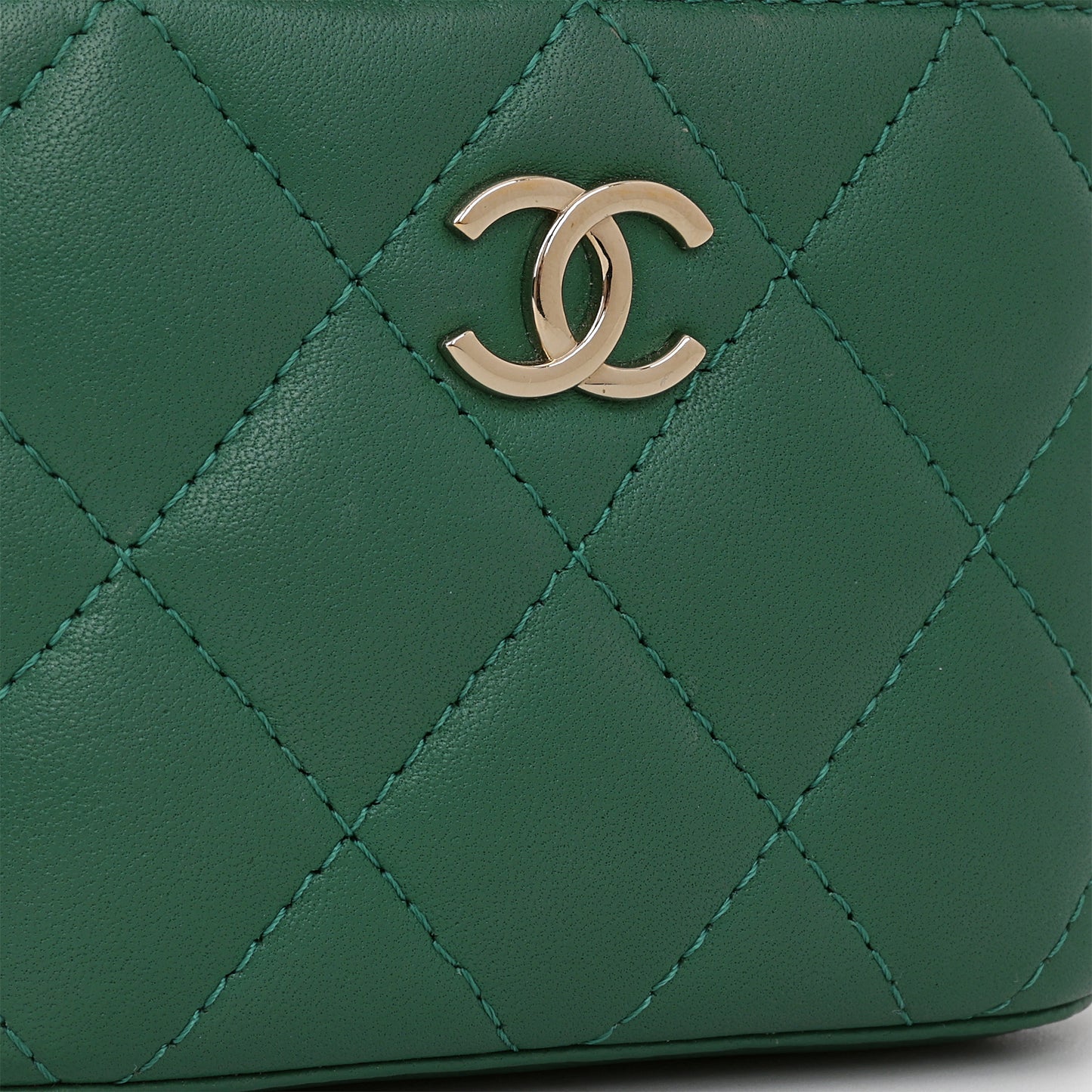 Chanel Mini Top Handle Vanity - Green Lambskin | Champagne Gold Hardware