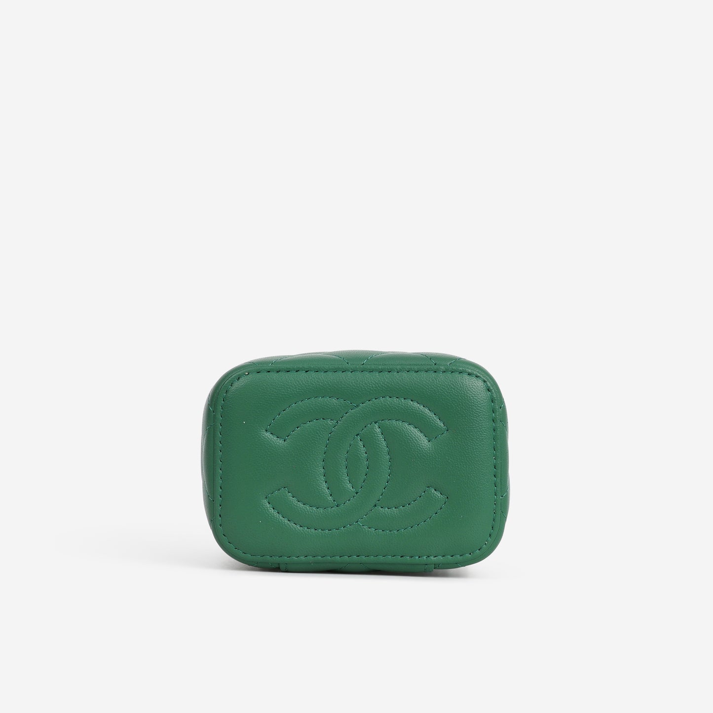 Chanel Mini Top Handle Vanity - Green Lambskin | Champagne Gold Hardware