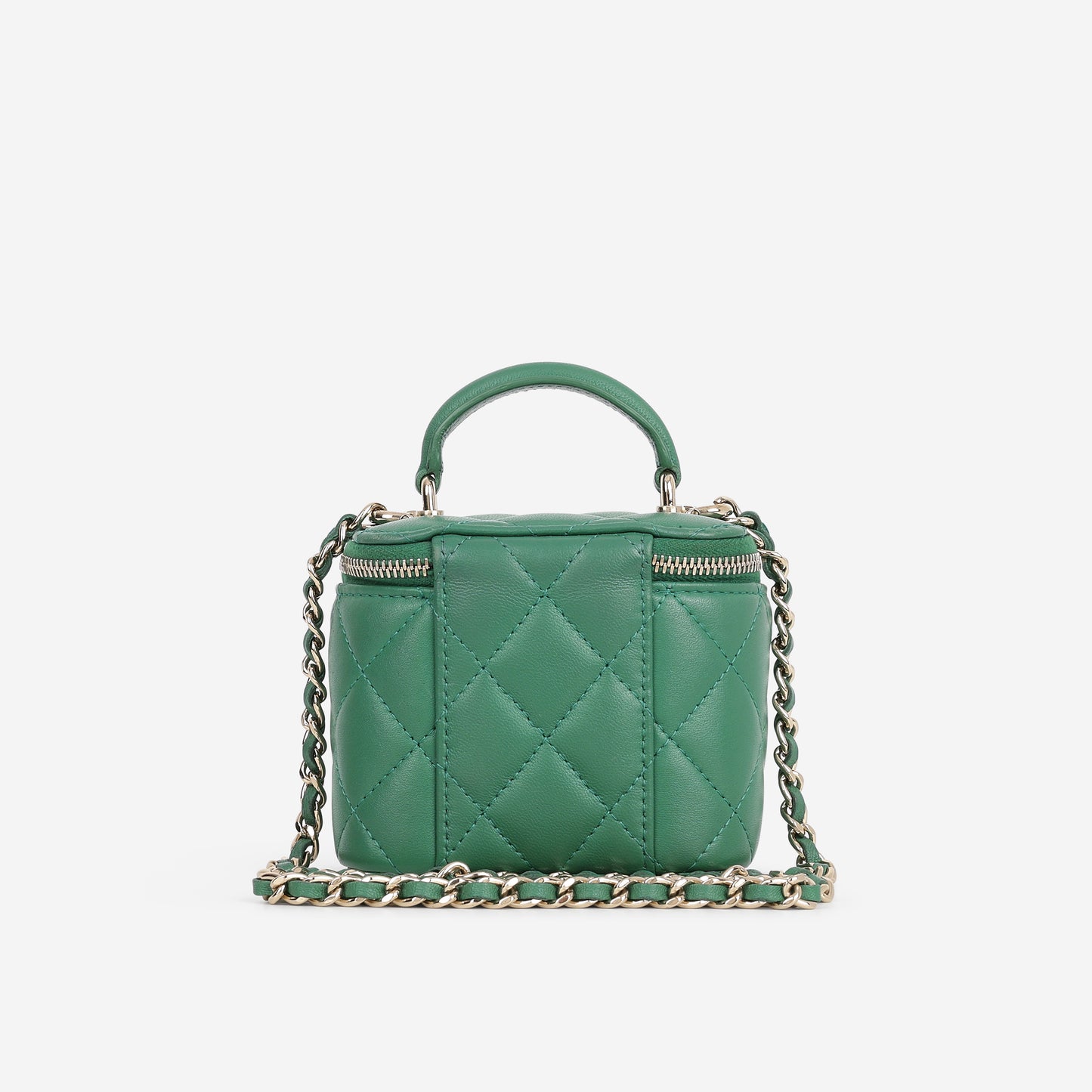 Chanel Mini Top Handle Vanity - Green Lambskin | Champagne Gold Hardware
