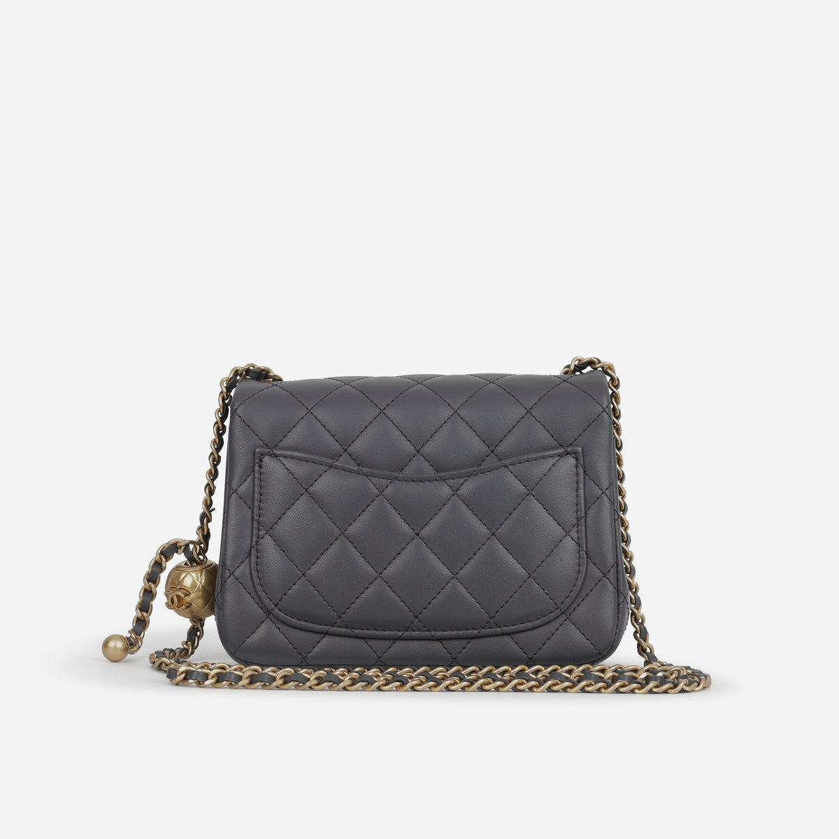Chanel Mini Square CC Crush - Dark Grey Lambskin | Aged Gold Hardware